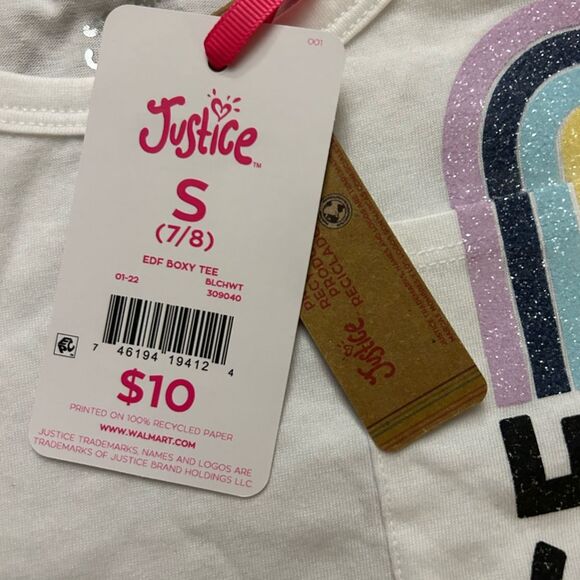 NWT Justice Girls Short Sleeve Everyday Faves Boxy T-Shirt, Sizes small 7/8 - Picture 9 of 11